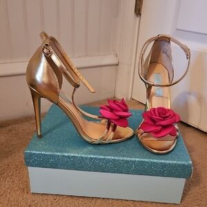 Betsey Johnson Gold and Pink Stiletto Heels